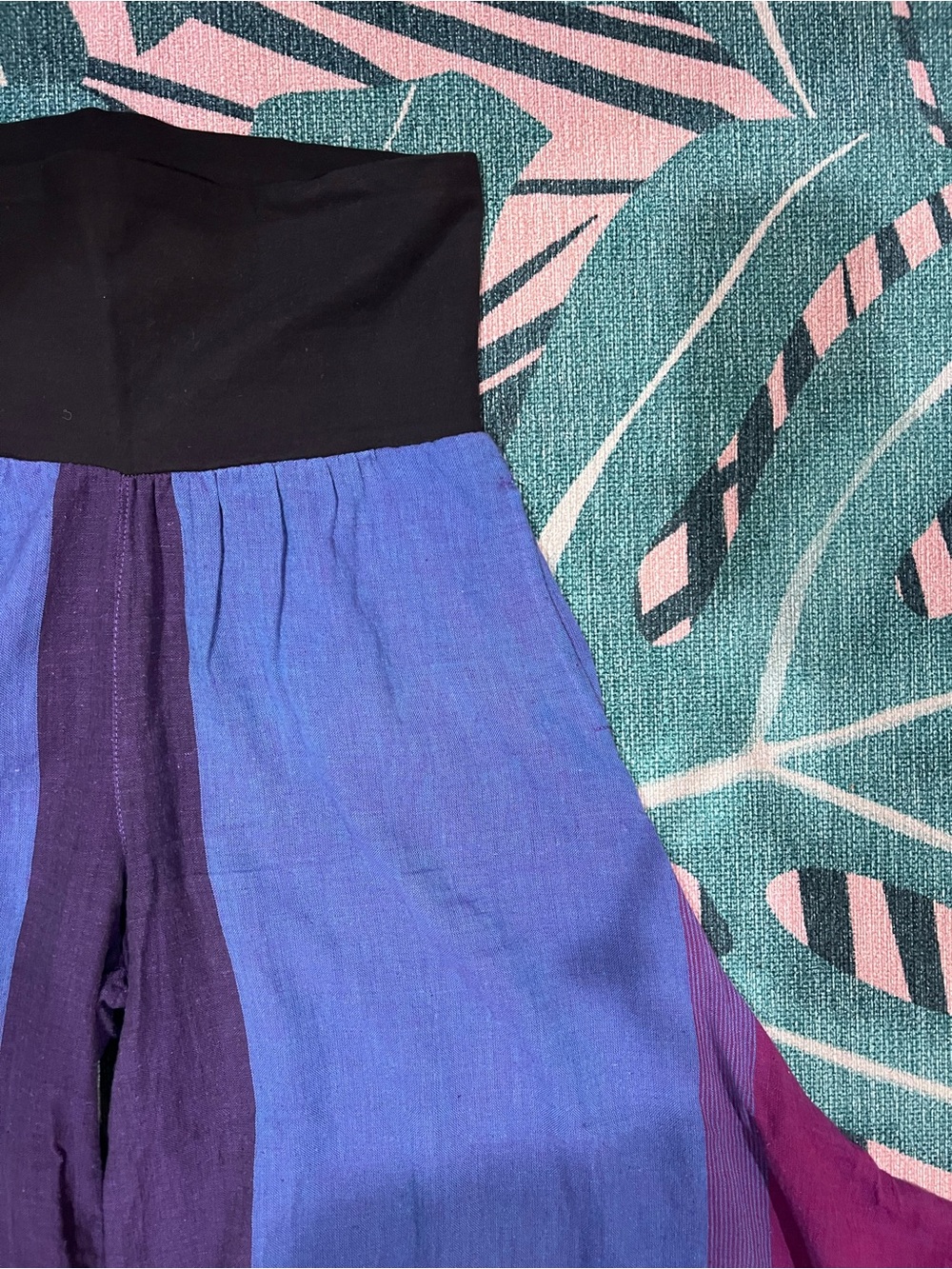 Dragonfly Boho Flowy Color Block Pocketed Bay Capri Paint w Tie - Picture 2 of 12